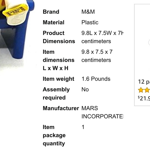 Vintage M&Ms Red and Yellow 3D Movie Scene Candy Dispenser Collectible, Y2K - Picture 3 of 3